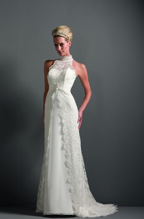 Orifashion HandmadeModest High Collar Lace Wedding Dress BO071 - Click Image to Close